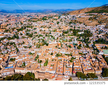 Granada city aerial panoramic view in Spain 121535375