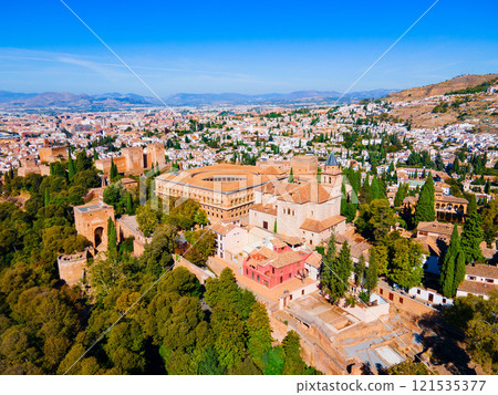 The Alhambra aerial panoramic view in Granada, Spain 121535377