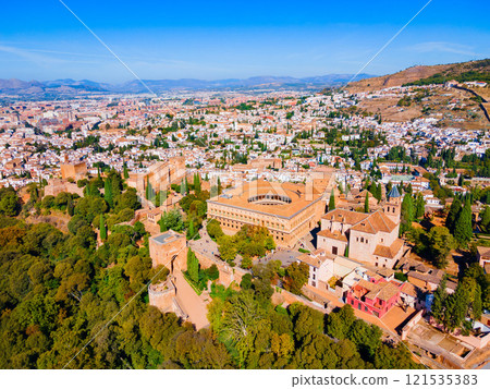 The Alhambra aerial panoramic view in Granada, Spain 121535383