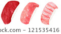 Watercolor illustration of tuna sushi 121535416