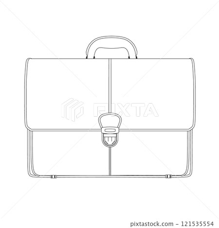 Outline of a suitcase from black lines isolated on a white background. Front view. Vector illustration. 121535554