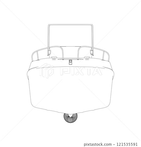 Outline of a water boat from black lines isolated on a white background. Front view. Vector illustration. Outline of a water boat from black lines isolated on a white background. Front view. Vector illustration. 121535591