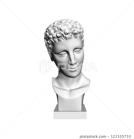 Polygonal human head sculpture isolated on white background. 3D. Vector illustration. Polygonal human head sculpture isolated on white background. 3D. Vector illustration. 121535733