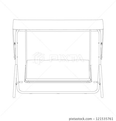 The contour of a street arbor with a flooring of black lines isolated on a white background. Front view. Vector illustration. 121535761