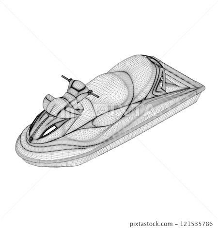 Water scooter frame from black lines isolated on white background. Isometric view. 3D. Vector illustration. 121535786