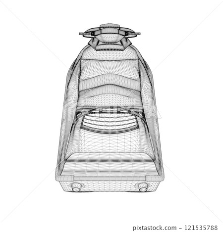 Water scooter wireframe from black lines isolated on white background. Back view. 3D. Vector illustration. 121535788