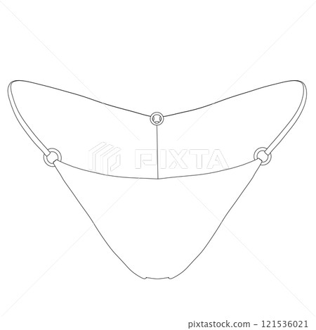 Outline of women's panties from black lines isolated on white background. Vector illustration. Outline of women's panties from black lines isolated on white background. Vector illustration. 121536021