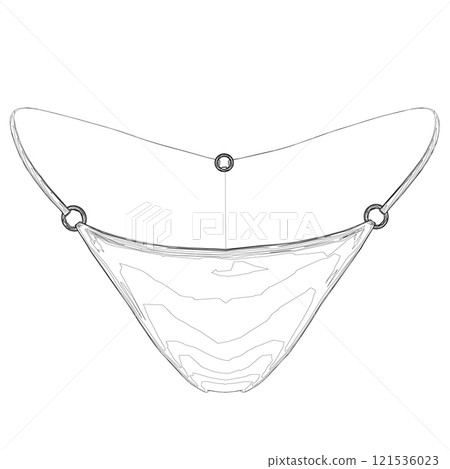 Outline of women's panties from black lines isolated on white background. Vector illustration. 121536023