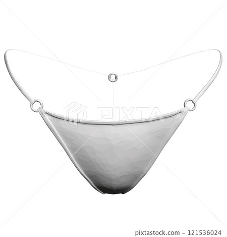 Polygonal model of white female panties isolated on white background. 3D. Vector illustration. Polygonal model of white female panties isolated on white background. 3D. Vector illustration. 121536024