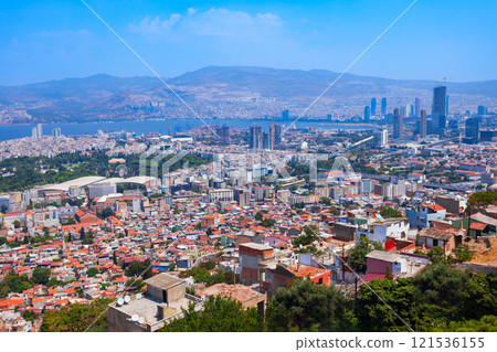 Izmir city centre aerial panoramic view in Turkey Izmir city centre aerial panoramic view in Turkey 121536155