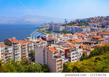 Izmir city centre aerial panoramic view in Turkey Izmir city centre aerial panoramic view in Turkey 121536156