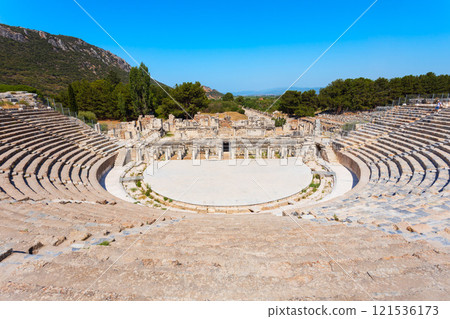 Ephesus Ancient Greek Theatre is located in Izmir Province in Turkey Ephesus Ancient Greek Theatre is located in Izmir Province in Turkey 121536173