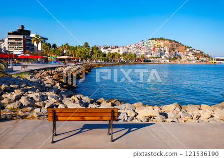 Kusadasi city seafront promenade in Aydin Province in Turkey Kusadasi city seafront promenade in Aydin Province in Turkey 121536190