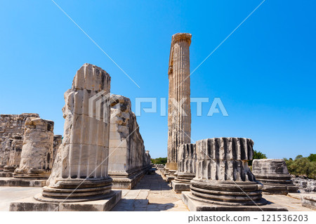 Temple of Apollo ruins at Didyma ancient sanctuary in Didim city in Turkey Temple of Apollo ruins at Didyma ancient sanctuary in Didim city in Turkey 121536203