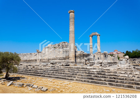 Temple of Apollo ruins at Didyma ancient sanctuary in Didim city in Turkey 121536208