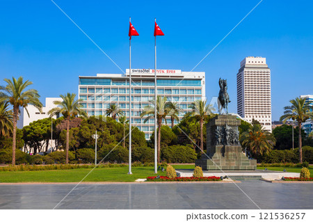 Ataturk monument at the Cumhuriyet Square in Izmir city Ataturk monument at the Cumhuriyet Square in Izmir city 121536257