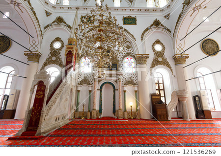 Hisar Mosque interior view in Izmir city in Turkey Hisar Mosque interior view in Izmir city in Turkey 121536269