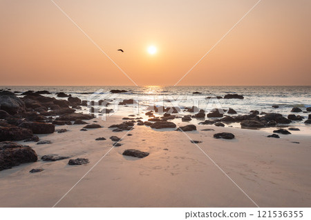 Galgibaga Beach at sunset, Goa state in India Galgibaga Beach at sunset, Goa state in India 121536355