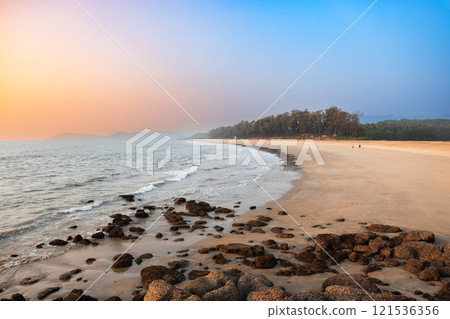 Galgibaga Beach at sunset, Goa state in India Galgibaga Beach at sunset, Goa state in India 121536356