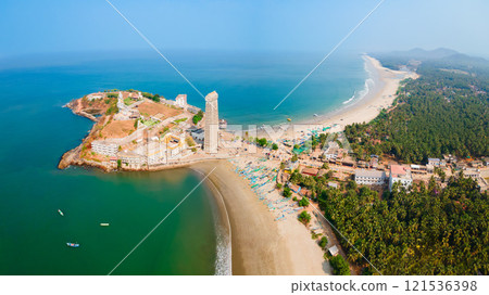 Murudeshwara Temple aerial panoramic view in India 121536398