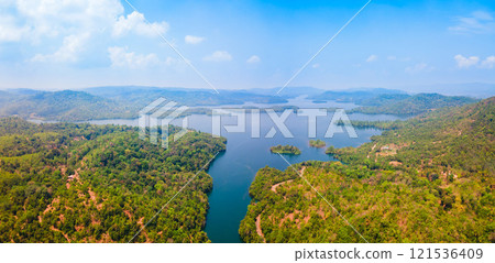 Talakalale Balancing Reservoir aerial panoramic view, India 121536409