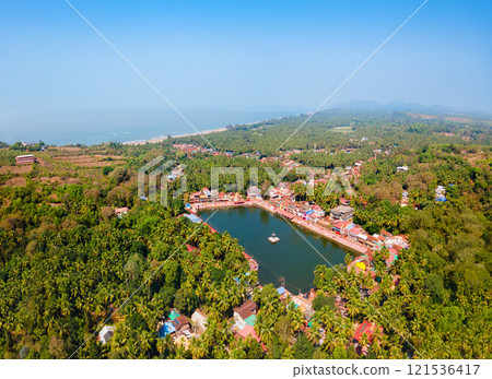 Koti Teertha pond aerial panoramic view in Gokarna Koti Teertha pond aerial panoramic view in Gokarna 121536417