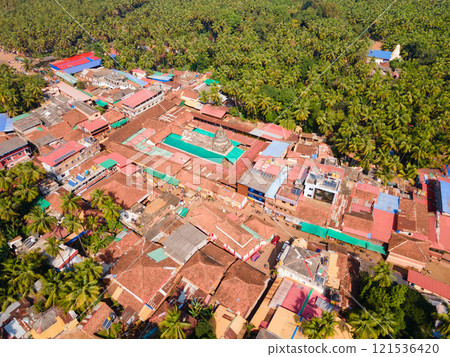 Gokarna town aerial panoramic view in India Gokarna town aerial panoramic view in India 121536420