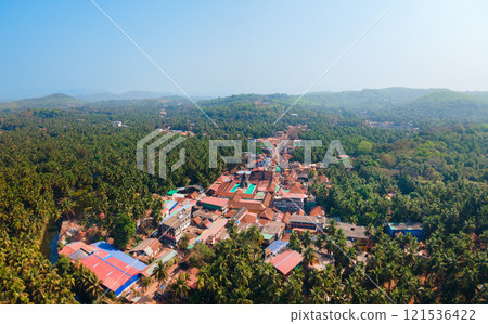 Gokarna town aerial panoramic view in India 121536422