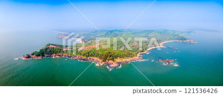 Om Beach aerial panoramic view in Gokarna, India 121536426