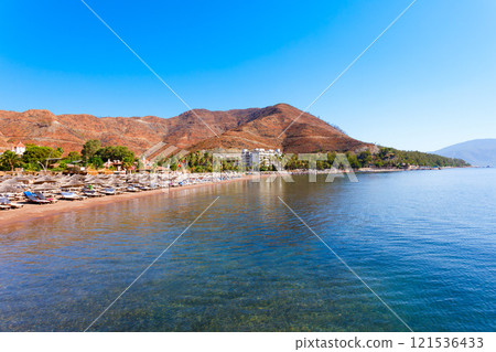 Icmeler town main public beach in Turkey 121536433