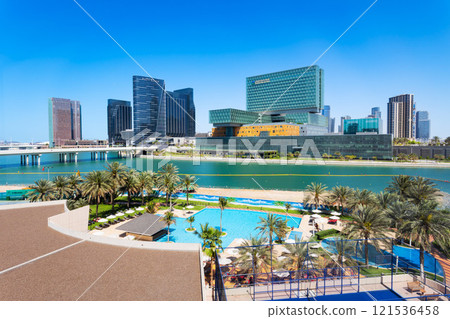 Al Maryah Island skyline panoramic view, Abu Dhabi Al Maryah Island skyline panoramic view, Abu Dhabi 121536458