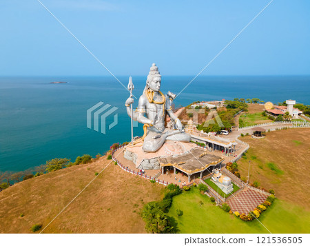 Murudeshwara Temple aerial panoramic view in India Murudeshwara Temple aerial panoramic view in India 121536505