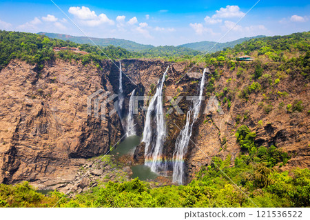 Jog Falls aerial panoramic view in Karnataka state, India Jog Falls aerial panoramic view in Karnataka state, India 121536522