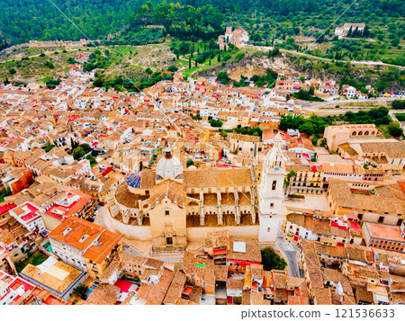 Collegiate Basilica of Xativa aerial panoramic view, Spain Collegiate Basilica of Xativa aerial panoramic view, Spain 121536633
