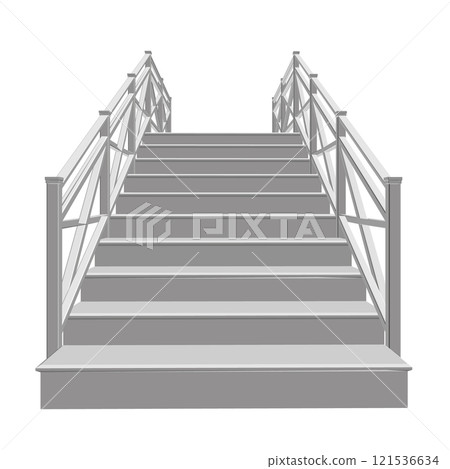 Polygonal staircase model isolated on white background. Bottom view. 3D. Vector illustration. 121536634
