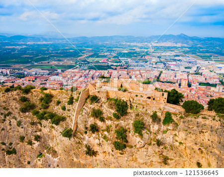 Xativa Castle aerial panoramic view, Spaint Xativa Castle aerial panoramic view, Spaint 121536645