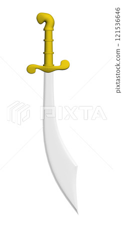 Polygonal model of an ancient sword with a golden hilt isolated on a white background. Pirate sword. Front view. 3D. Vector illustration. Polygonal model of an ancient sword with a golden hilt isolated on a white background. Pirate sword. Front view. 3D. Vector illustration. 121536646