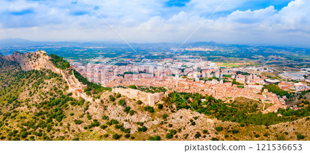 Xativa Castle aerial panoramic view, Spaint Xativa Castle aerial panoramic view, Spaint 121536653