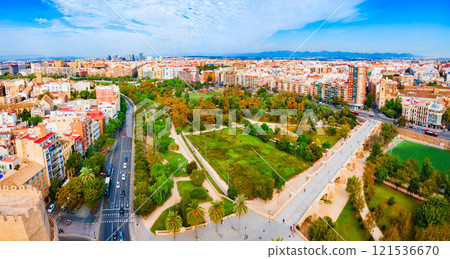 Valencia city aerial panoramic view in Spain Valencia city aerial panoramic view in Spain 121536670