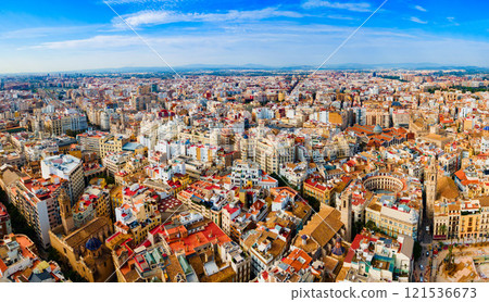 Valencia city aerial panoramic view in Spain Valencia city aerial panoramic view in Spain 121536673