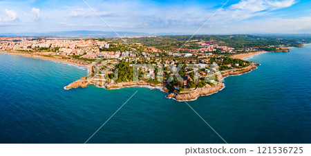 Tarragona city aerial panoramic view in Spain 121536725