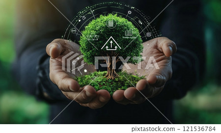 Green energy and sustainability business. ESG with responsibility in investment company 121536784