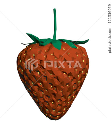 Polygonal model of red strawberries isolated on white background. 3D. Vector illustration. 121536959