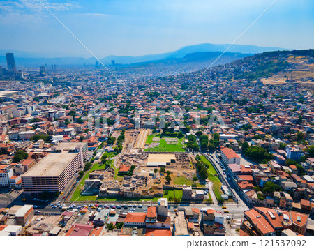 The Agora of Smyrna aerial panoramic view in Izmir city in Turkey The Agora of Smyrna aerial panoramic view in Izmir city in Turkey 121537092