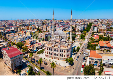 Didim Cental Mosque aerial panoramic view in Turkey 121537121