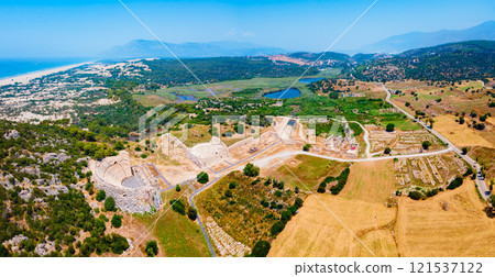 Patara ancient city aerial panoramic view, Turkey 121537122