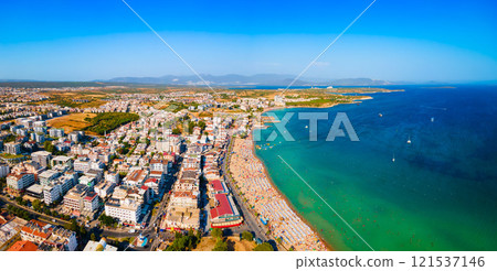Didim city beach aerial panoramic view in Turkey 121537146