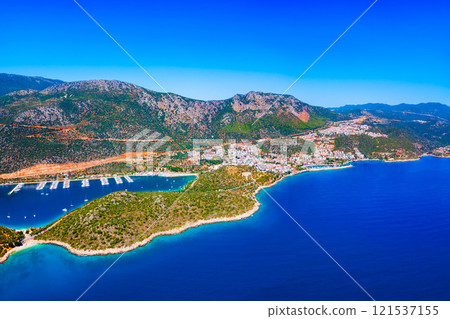Kas city aerial panoramic view in Turkey Kas city aerial panoramic view in Turkey 121537155