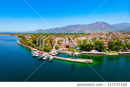 Koycegiz town and lake aerial panoramic view in Turkey Koycegiz town and lake aerial panoramic view in Turkey 121537188