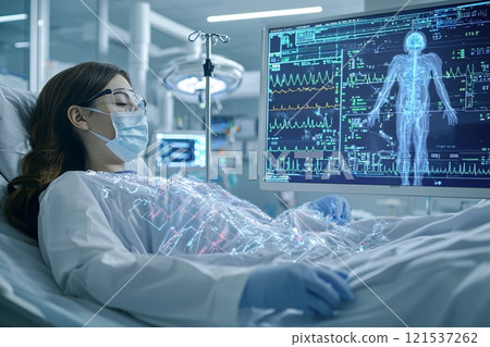Doctor physician analysis disease on smart technology screen 121537262